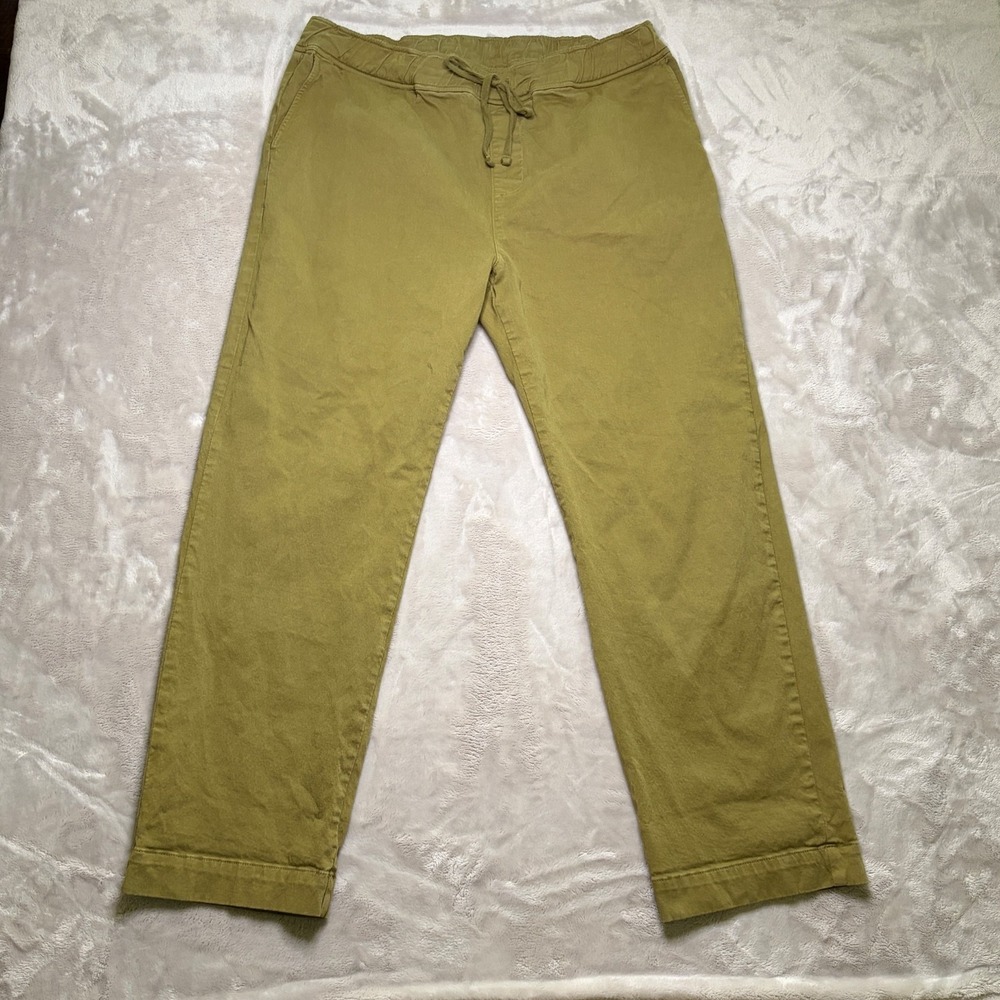 American Giant Drawstring Ankle Pants Womens XL Green Pull On‎ Wide Leg Casual